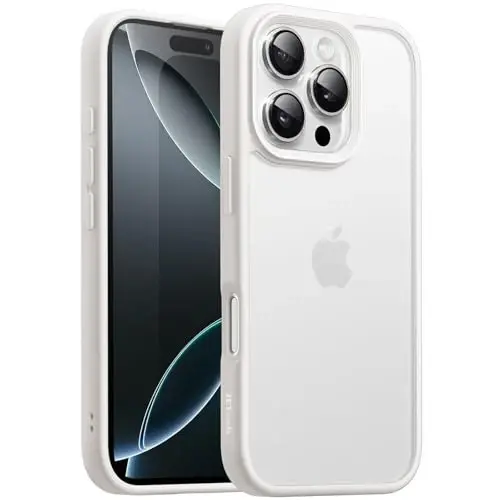 JETech Matte Case for iPhone 16 Pro, White Titanium | Military-Grade Protection, Frosted Matte Back, Anti-Fingerprint Finish, Shockproof Design - 1