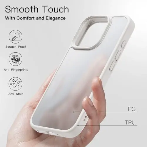JETech Matte Case for iPhone 16 Pro, White Titanium | Military-Grade Protection, Frosted Matte Back, Anti-Fingerprint Finish, Shockproof Design - 4