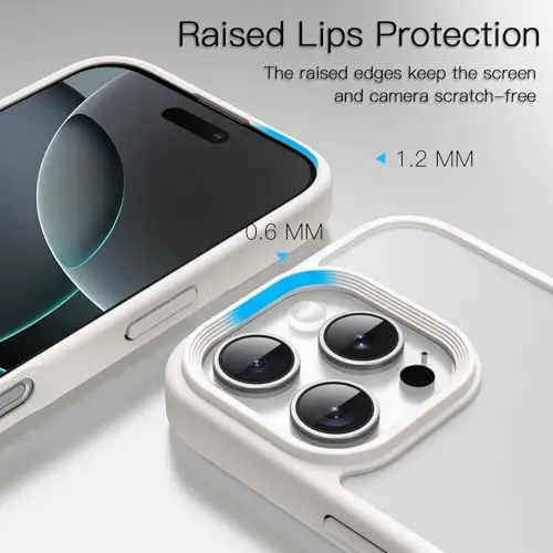 JETech Matte Case for iPhone 16 Pro, White Titanium | Military-Grade Protection, Frosted Matte Back, Anti-Fingerprint Finish, Shockproof Design - 5
