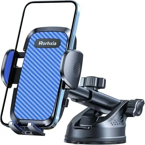Rorhxia Blue 3-in-1 Phone Mount for Car [2025 Most Stable and Flexible Suction Cup] Vent Dashboard Windshield Cell Phone Holder Car Fit for iPhone, Samsung, All Phone - 1