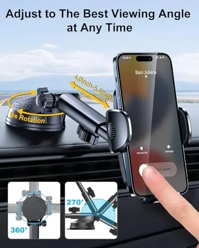 Rorhxia Blue 3-in-1 Phone Mount for Car [2025 Most Stable and Flexible Suction Cup] Vent Dashboard Windshield Cell Phone Holder Car Fit for iPhone, Samsung, All Phone - 5