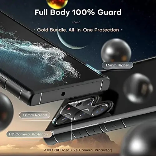 TOCOL for Samsung Galaxy S22 Ultra Case, Drop Protection Matte Case, Black | Full Camera & Military-Grade Protection, Anti-Slip Shockproof Slim Translucent Matte Back Phone Cover - 4