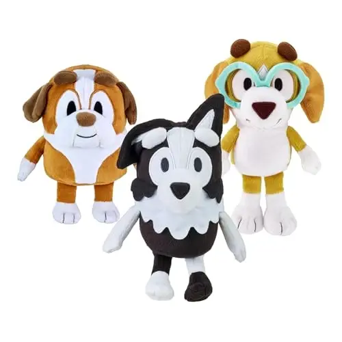 Bluey Friends 3 Pack Plush Toys, Winton, Honey and Mackenzie | 6.5-9 in / 16-23 cm. tall Bluey plush toys for pretend play, character plushy, kids toys 