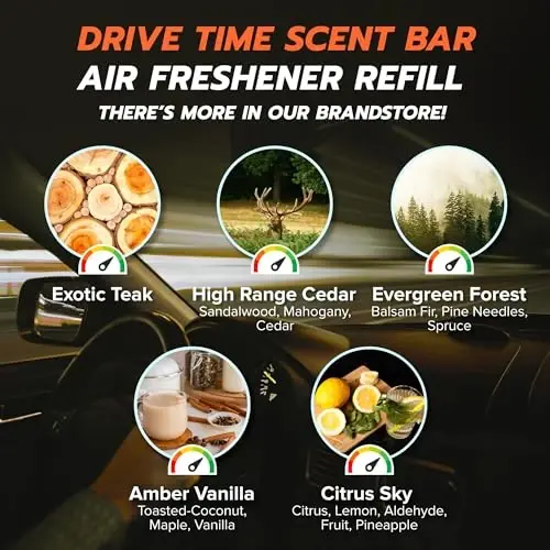 Drive Time Reusable 12V Plug-in Car Air Freshener Refill – Power Fresh, Auto Shut-Off, Plug-In Convenience, No Batteries Needed – Includes 4 Scent Bars for Up to 30 Days of Freshness – Cinnamon Blast - 5