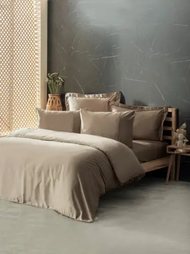 Cotton Box Silky İpek Çift Kişilik Nevresim Takımı Bej - 1