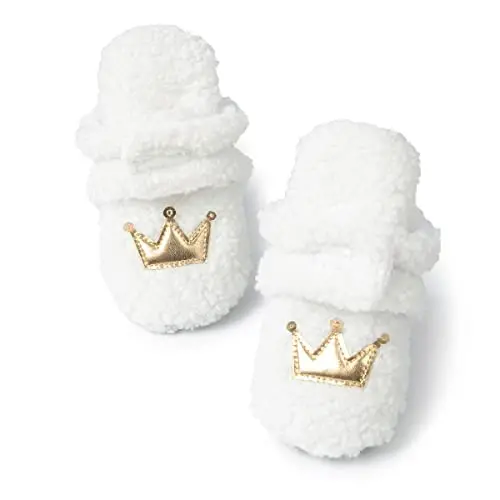 KIDSUN Infant Baby Boy Girl Cozy Fleece Bootie Newborn Stay On Slipper Winter Warm Gripper Non-Slip Crib Shoes - 1