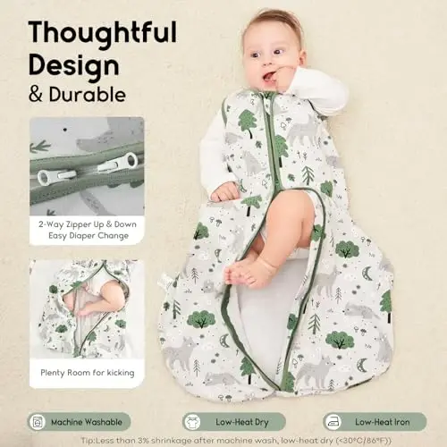 Yoofoss Baby Sleep Sack 18-24 Months TOG 1.0 Baby Wearable Blanket, 2 Pack 100% Organic Cotton Infant Toddler Sleeping Sack 2-Way Zipper Lightweight Sleep Sack - 4