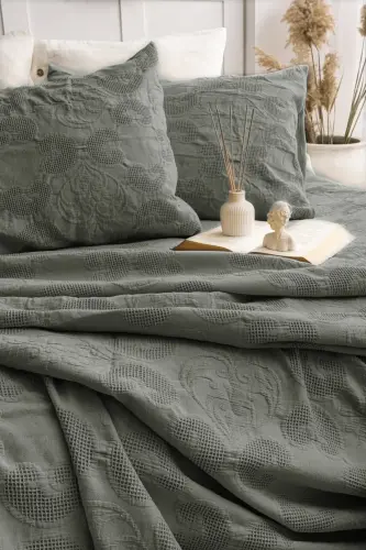 Şaheser Home Collection Yatak Örtüsü Çift Kişilik İtalo Yeşil - NEVRESIMDUNYASI (1)