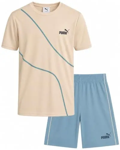 PUMA Boys 2 Piece Dry Fit Tee & Performance Active Shorts Set (Sizes 4-16) | Moisture Wicking Athletic Fabric, Breathable Lightweight Comfort, Great for Sports, Training & Active Play - 1