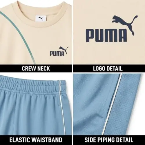 PUMA Boys 2 Piece Dry Fit Tee & Performance Active Shorts Set (Sizes 4-16) | Moisture Wicking Athletic Fabric, Breathable Lightweight Comfort, Great for Sports, Training & Active Play - 5