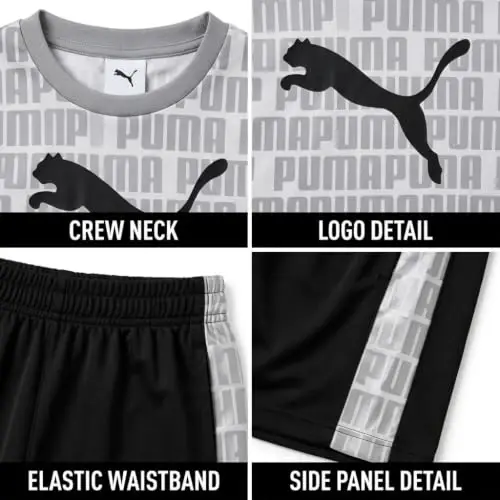 PUMA Boys 2 Piece Dry Fit Tee & Performance Active Shorts Set (Sizes 4-16) | Moisture Wicking Athletic Fabric, Breathable Lightweight Comfort, Great for Sports, Training & Active Play - 5