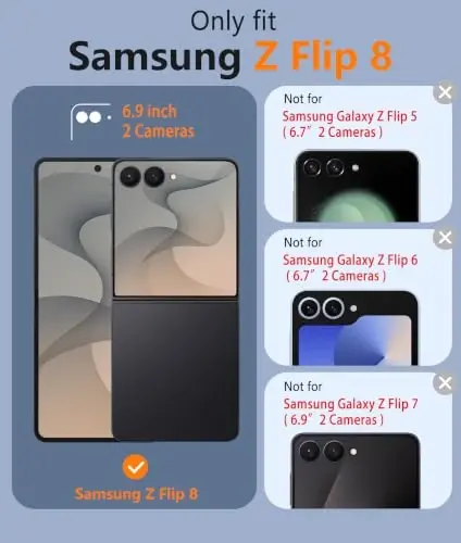 FNTCASE for Samsung-Galaxy Z Flip 8 Clear Case with Hinge Protection | Compatible with Magsafe, Screen Protector, Anti Yellowing, Military Grade Drop Shockproof Protective, Transparent Phone Case - 1