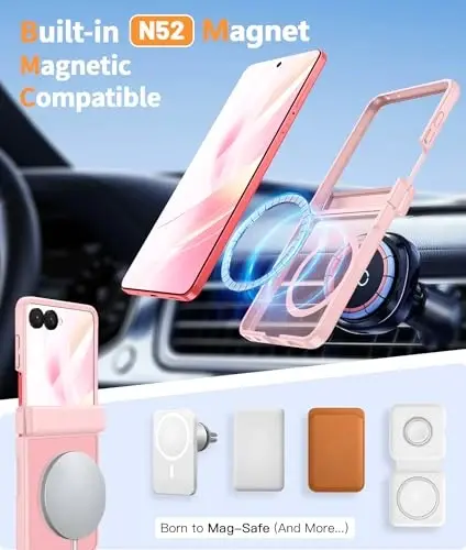 FNTCASE for Samsung-Galaxy Z Flip 8 Matte Case with Hinge Protection | Compatible with Magsafe, Screen Protector, Military Grade Drop Shockproof Protective, Magnetic Translucent Phone Case - 3