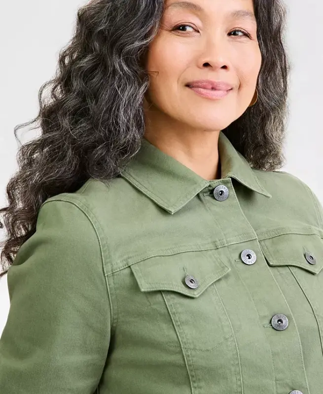 Women's Classic Denim Jacket, Created for Modazone - Leafy Clover - 2