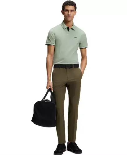 Men’s Stretch-Cotton Slim-Fit Paul Polo Shirt - Open Green - HUGO BOSS (1)