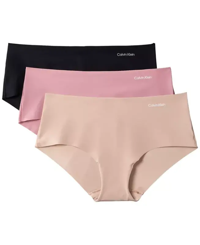 Women's Invisibles Hipster Underwear 3-Pack QD3559 - Black/ Cedar/ Soft Mauve - CALVIN KLEIN