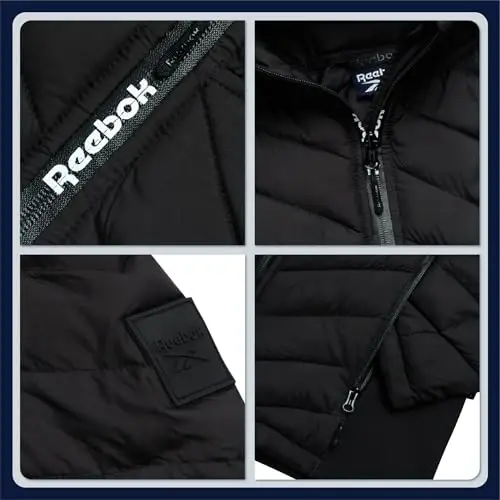 Reebok Womens Puffer Jacket - Midweight Quilted Puffer Jacket with Hood | Sleek Silhouette Layers Over Jeans or Leggings, Wind-Resistant Shell for Commutes and Weekend Hikes - 3