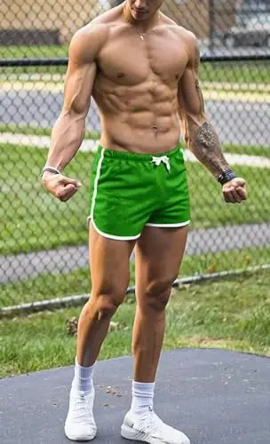Ouber Men's Fitted Shorts Bodybuilding Workout Gym Running Tight Lifting Shorts - 3