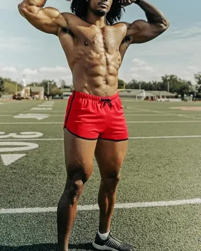 Ouber Men's Fitted Shorts Bodybuilding Workout Gym Running Tight Lifting Shorts - 3