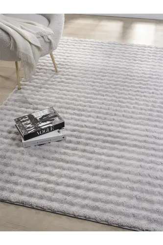 Bubble Peluş Kaymaz Taban Yıkanabilir Yumuşak Salon Yatak Odası Halısı Kilim Gri - Griix 