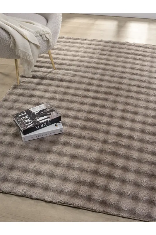 Bubble Peluş Kaymaz Taban Yıkanabilir Yumuşak Salon Yatak Odası Halısı Kilim Vizon - Vizonzsd - 1