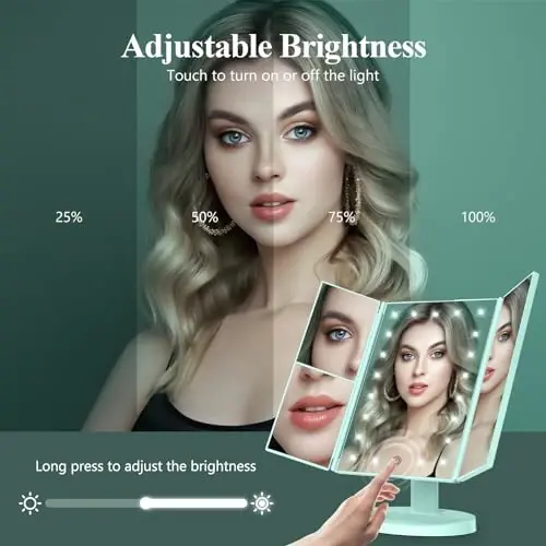 HUONUL Makeup Mirror, Vanity Mirror with Lights, 2X/3X/10X Magnification, Touch Control, Trifold Mirror, Dual Power Supply, Valentines Day, Gifts for Women, Wife, Mom, Teengirls - 3