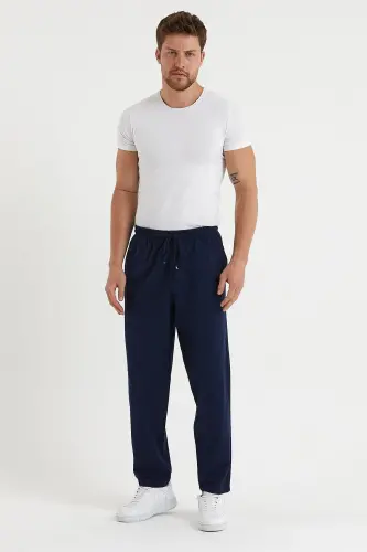 Lacivert Renk Erkek Keten Pantolon 1480 - LACİVERT - 5