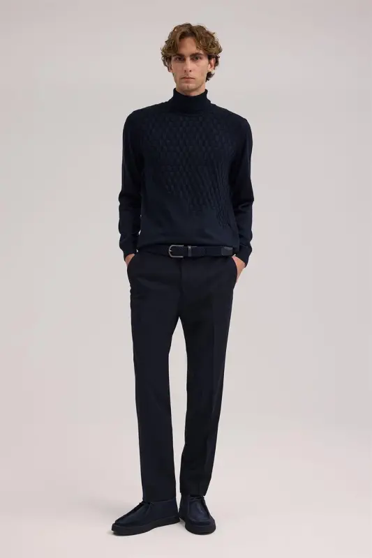 Lacivert Regular Fit Kumaş Pantolon - 2