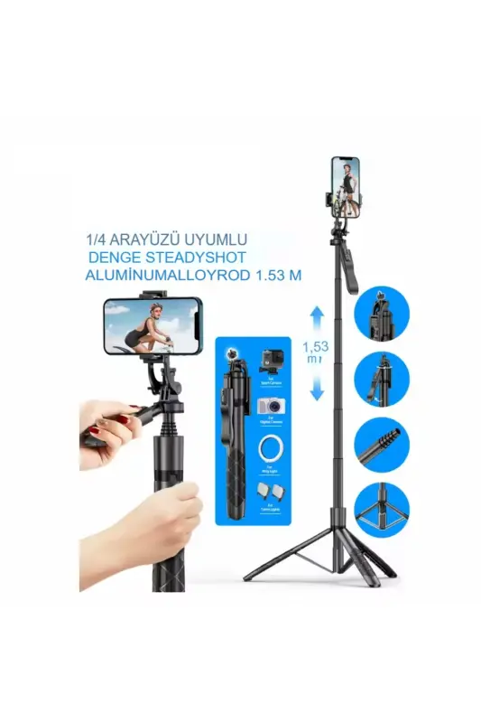 157 CM kablosuz Selfie Tripod standı katlanabilir Monopod aksiyon kameraları akıllı telefonlar - L17 - EN SİGA