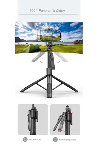 157 CM kablosuz Selfie Tripod standı katlanabilir Monopod aksiyon kameraları akıllı telefonlar - L17 - 3