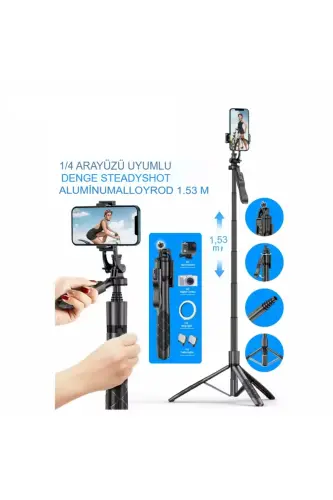 157 CM kablosuz Selfie Tripod standı katlanabilir Monopod aksiyon kameraları akıllı telefonlar-L17 - 1