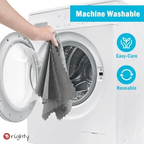Orighty Microfiber Cleaning Cloth 5 Pack, Grey Cleaning Rags 12x11 inch | Microfiber Towels for Cars, Highly Absorbent Household Cleaning Supplies, Reusable Lint Free Cloths for House, Kitchen - 5