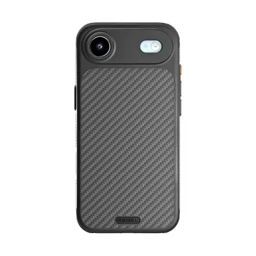 REBEL Case for iPhone Air [GEN7 Aramid Fiber] Strong MagSafe Compatible, Grippy Sides, Shock Resistant, Metal Buttons, Upgraded Camera Button, Protective Design, 6.5 Inch Phone 2025 (Black) - 5