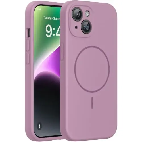 miracase Magnetic for iPhone 14 Plus Case, [Soft Anti-Scratch Microfiber Lining], Compatible with MagSafe, Silicone Shockproof Protection Phone Case for iPhone 14 Plus,Blackcurrant 