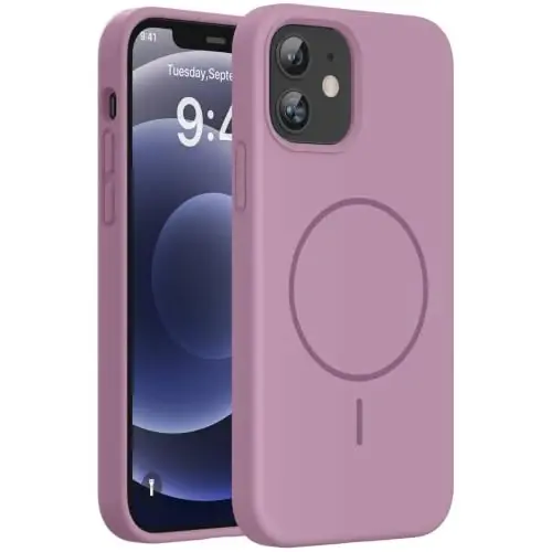 Miracase Magnetic for iPhone 12 Case/iPhone 12 Pro Case, [Soft Anti-Scratch Microfiber Lining], Compatible with MagSafe,Liquid Silicone Shockproof Drop Protection Phone Case for 12/12 Pro,Blackcurrant - 1
