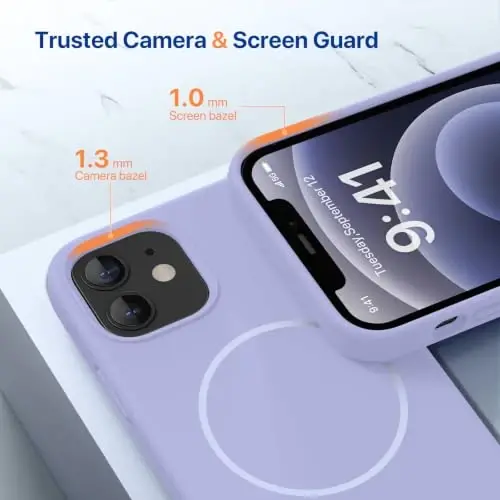 miracase Magnetic for iPhone 12 Case/iPhone 12 Pro Case, [Soft Anti-Scratch Microfiber Lining], Compatible with MagSafe, Liquid Silicone Shockproof Drop Protection Phone Case for 12/12 Pro,Violet - 6