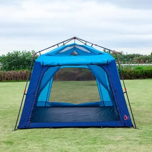 KTT Extra Large Tent 8-10-12-14 Person(A),Family Cabin Tents,2 Rooms,3 Doors and 3 Windows with Mesh,Straight Wall,Waterproof,Double Layer,Big Tent for Outdoor,Picnic,Camping,Family Gathering - 6