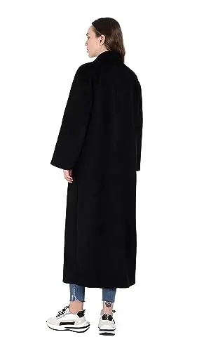 CHARTOU Women's Oversized Notched Collar Wool Blend Single Breast Midi Long Trench Coat - 4
