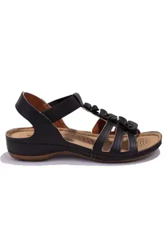 157362c Black Orthopedic Daily Women's Sandal - POLARIS (1)