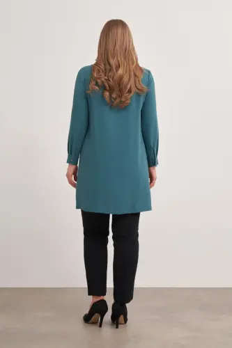 15748112 Büyük Yaka Detaylı Tunik-Yeşil - 6