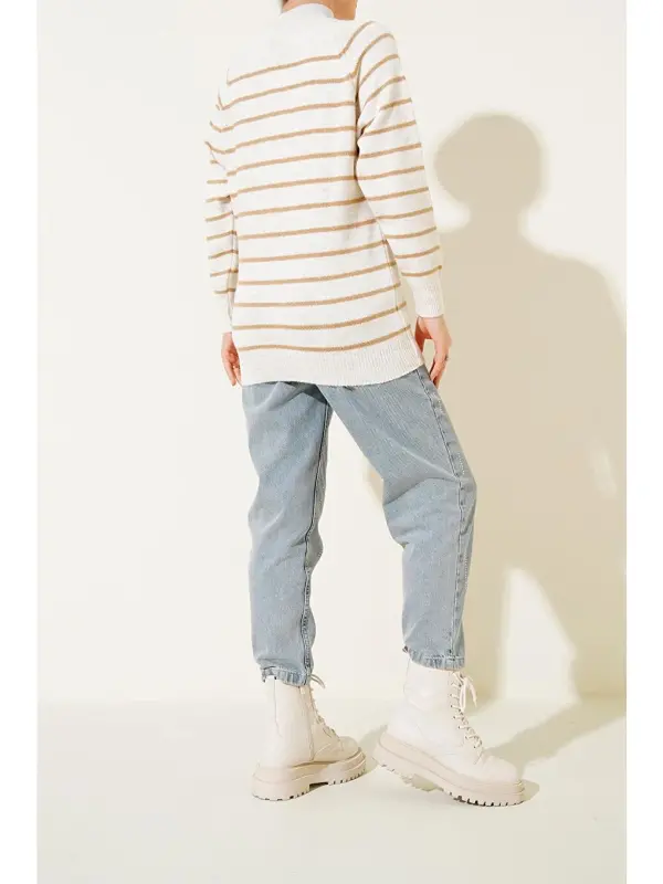 15808 Tugmali Ko'ylak - Biskvit-Bej - 4