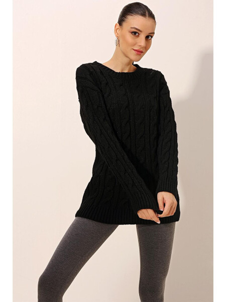 15849 Thick Knit Wool Sweater - Black - 11