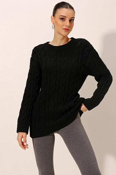 15849 Thick Knit Wool Sweater - Black - 15