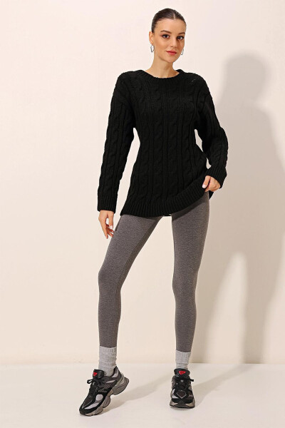 15849 Thick Knit Wool Sweater - Black - 16