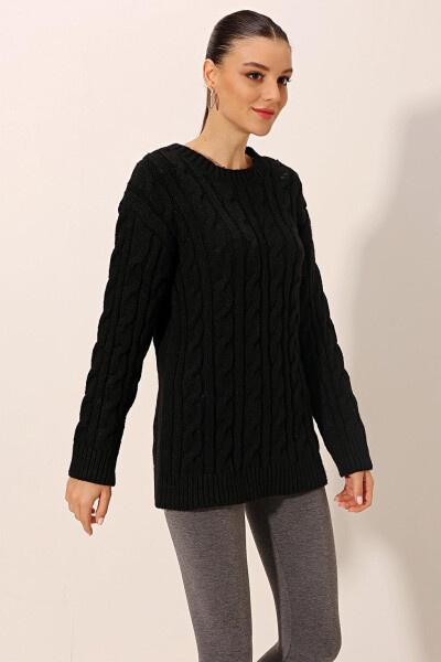 15849 Thick Knit Wool Sweater - Black - 17