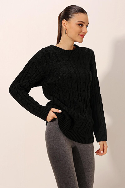 15849 Thick Knit Wool Sweater - Black - 19