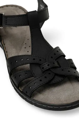 158589.Z4FX Siyah Kadın Comfort Sandalet-Siyah - 7