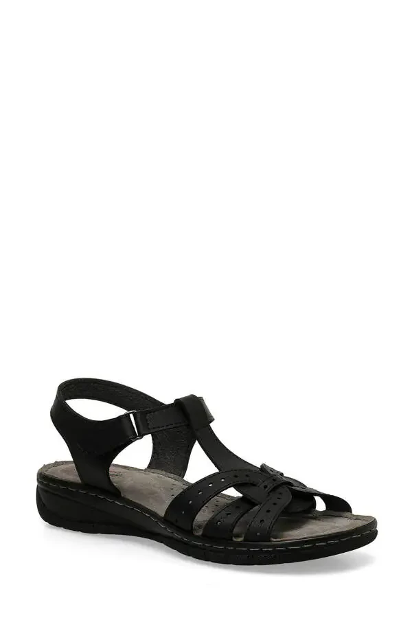 158589.Z5FX Qora Ayollar Tekis Sandal - 2
