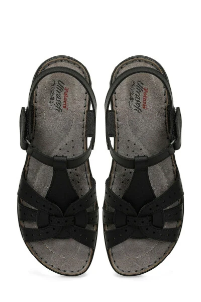 158589.Z5FX Qora Ayollar Tekis Sandal - 4