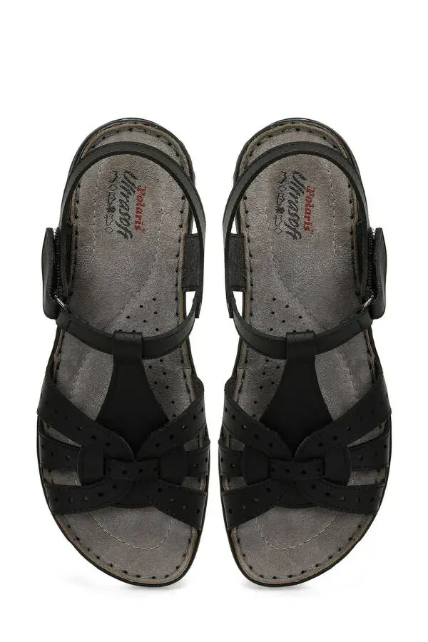 158589.Z5FX Qora Ayollar Tekis Sandal - 4